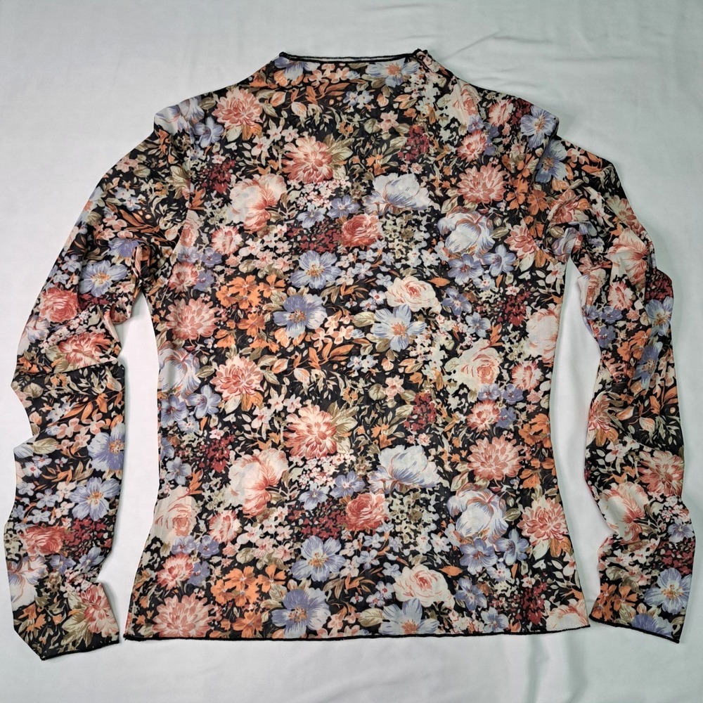 Mesh All-Over Floral LS Layering Top Sheer Bloomcore‎ Botanical Feminine NO TAGS